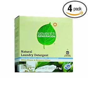 Seventh Generation Laundry Detergent, White Flower & Bergamot Citrus, Powder, 112-Ounce Boxes (Pack of 4)
