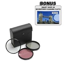 Nikon D40, D60 - High Resolution 3-piece Filter Set (UV, Fluorescent, Polarizer) not nikon brand + SMART SHOP UK micro fiber cleaning cloth!