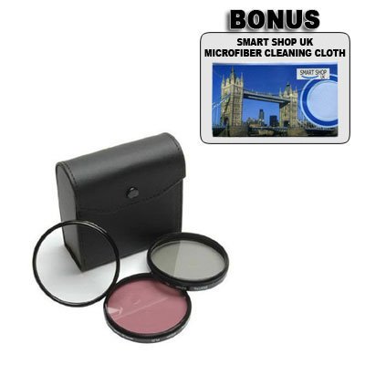 58mm High Resolution 3-piece Filter Set (UV, Fluorescent, Polarizer) - Black - for Olympus EVOLT E-410, EVOLT E-510