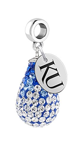 Kansas Jayhawks Crystal Dangle Charm - Fits All Bracelets