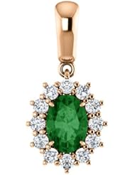 14K Rose Gold 7.00x5.00mm Oval Cut Chrome Tourmaline and Diamond Pendant -- LIFETIME WARRANTY