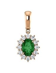 10K Rose Gold 7.00x5.00mm Oval Cut Chrome Tourmaline and Diamond Pendant -- LIFETIME WARRANTY
