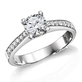 Diamond Engagement Ring in Platinum - EGL Certified, Round, 1.24 Carat, D Color, VS1 Clarity
