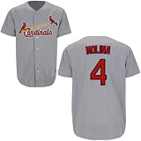 MLB St. Louis Cardinals Yadier Molina Road Gray Short Sleeve 6 Button Synthetic Replica Baseball Jersey Spring 2012 Mens