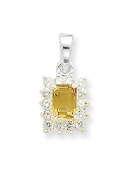 Sterling Silver Citrine & Cz Pendant