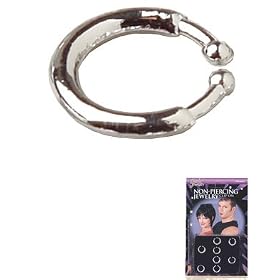Fake Silver Clip-on Costume Earring Lip Ring Body Hoop