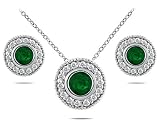 2.00 Carat Emerald & Diamond Jewelry Set in .925 Sterling Silver