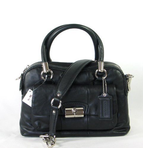 NEW AUTHENTIC COACH KRISTIN LEATHER SATCHEL SHOULDER BAG (Black/Silver)