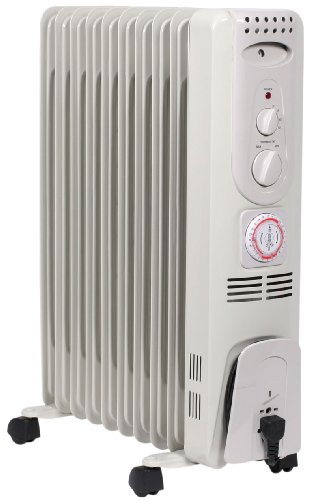 AucSale 1500Wオイルヒーター 10枚フィン 【自動温度調節・24時間ON/OFFタイマー搭載】 10畳まで対応 AH-1520 27801