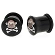 Black Acrylic Single Flare Plug - Monkey Logo - 00g - Sold as a Pair