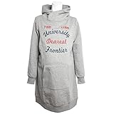 授乳服 ワンピース スウェット 裏起毛 授乳口付 長袖 パーカー ワンピー チュニック グレー-M8576 L