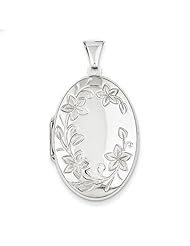 Sterling Silver 32mm Riversible Floral Oval Locket. Metal Wt- 3.53g