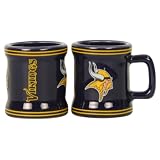 NFL Teams 2oz Ceramic Handled Full Color Shot Glasses 2 Pack - Minnesota Vikings