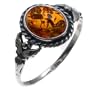 Certified Genuine Honey Amber and Sterling Silver Oval Very Little Ring, Sizes 5,6,7,8,9,10,11,12