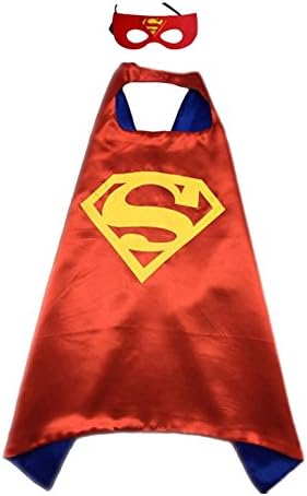FIGMOON Superhero or Princess Dress Up Costumes Superhero CAPE &amp; MASK SET For Kids (3D Fallout 4 Key Chain As Free Gift) (Superman-red)