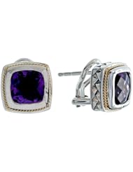 Balissima By Effy Collection Sterling Silver and 18k Yellow Gold Amethyst Earrings
