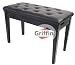 Ebony Black Leather Piano Bench Wood Double Duet Keyboard Seat with Storage Griffin
