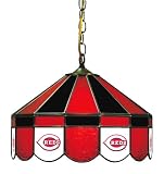 Imperial Cincinnati Reds Licensed 16-Inch Diameter Stained Glass Pub Light