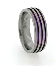 7mm Gray Titanium Ring with Triple Colored Anodized Color Inlay Center