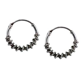 Bali Hoop Earrings Sterling Silver by 