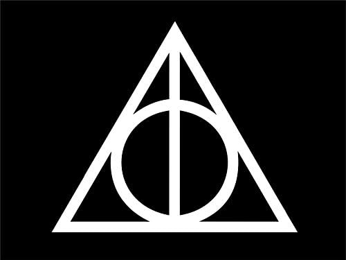 DEATHLY HALLOWS SYMBOL - 4" Tall White Vinyl Decal Sticker