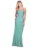 Formal Evening Gown. Sage Sequined Beaded Dress for Prom, Party, Wedding by Sean Collection (1844)