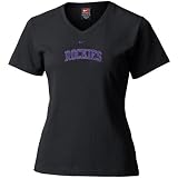 Nike Colorado Rockies Ladies Black Ligature Arched Team Logo T-shirt