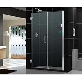 DreamLine UNIDOOR Frameless 60-61 inch Adjustable Shower Door with Glass ShelvesChrome Finish Hardware