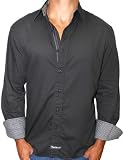 ENGLISH LAUNDRY Mens Retro Fashion Casual Dress Button Up Long Sleeve Woven Shirt Black