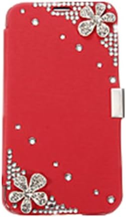 Candymaker Handmade 3D Bling Diamond Sliver Flower Design Magnetic Flip Style Leather Wallet Case Cover For SAMSUNG GALAXY S5/GALAXY SV/GALAXY S V + Stylus + 2 In 1 Winebottle style Phone Charm/Anti-dust Plug