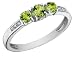 Three Stone Peridot Ring with Diamonds 3/5 Carat (ctw) in 10K White Gold