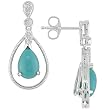 14k White Gold Turquoise and Diamond Tear Drop Earrings