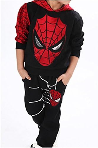 OuTaking Little Boy's Spiderman Two-Piece Long Sleeve Hoodie Pants Set for 1-8