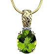 14K Yellow Gold Peridot and Diamond Pendant