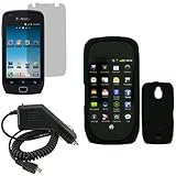 iNcido Brand Samsung T759/Exhibit 4G Combo Solid Black Silicone Skin Case F ....