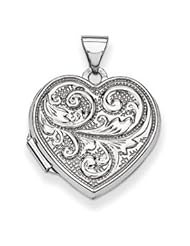 Genuine IceCarats Designer Jewelry Gift 14K White Gold Scrolled Love You Always Heart Locket