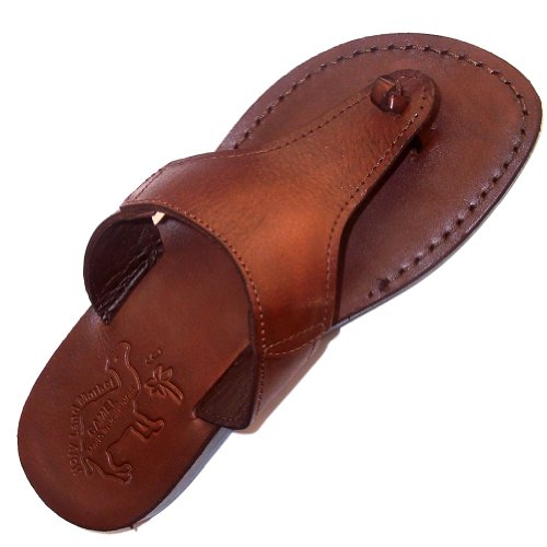 Unisex Adults/Children Genuine Leather Biblical Sandals / Flip flops (Jesus - Yashua) Jerusalem Style IV - Holy Land Market Camel Trademark