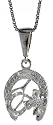 Sterling Silver 5/8" (16 mm) Small Diamond Cut Good Luck Pendant