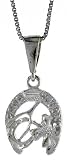Sterling Silver 5/8 (16 mm) Small Diamond Cut Good Luck Pendant