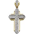 Two Tone Faceted Diamonds Cross Pendant