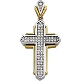 Two Tone Faceted Diamonds Cross Pendant