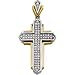 Two Tone Faceted Diamonds Cross Pendant