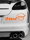 Stud Muffin , Quality vinyl JDM Funny car sticker / Decal (Orange): muffin stickers
