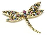Multi-colored Deco Dragonfly Brooch Pin Jewelry