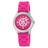 Lucky Brand Women's 161227MAMA Silver-Tone Round Magenta Dial and Magenta Rubber Strap Watch