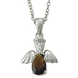 Sterling Silver 5/8 Garnet January Birthstone Angel Wing Necklace on 18 Chain