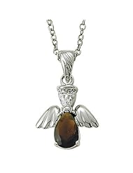 .925 Sterling Silver January Garnet Birthstone Angel Wing Necklace Birthstone Jewelry Birthstone Angel Wing Necklaces Gift Boxed w/Chain Necklace 18" (Including Lobster Claw) Gift Boxed