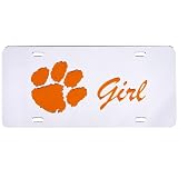 Clemson Tigers Girl Silver Mirror License Plate