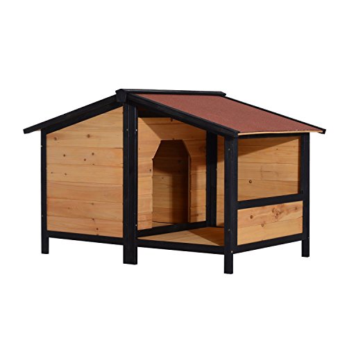 Pawhut Elevated Dog House with Opening Roof DOGGIE HOUSE DEPOT