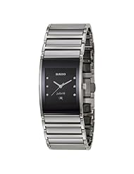 Rado Womens R20785759 Integral Black Dial Ceramic Case Six Round Cut Diamonds Watch